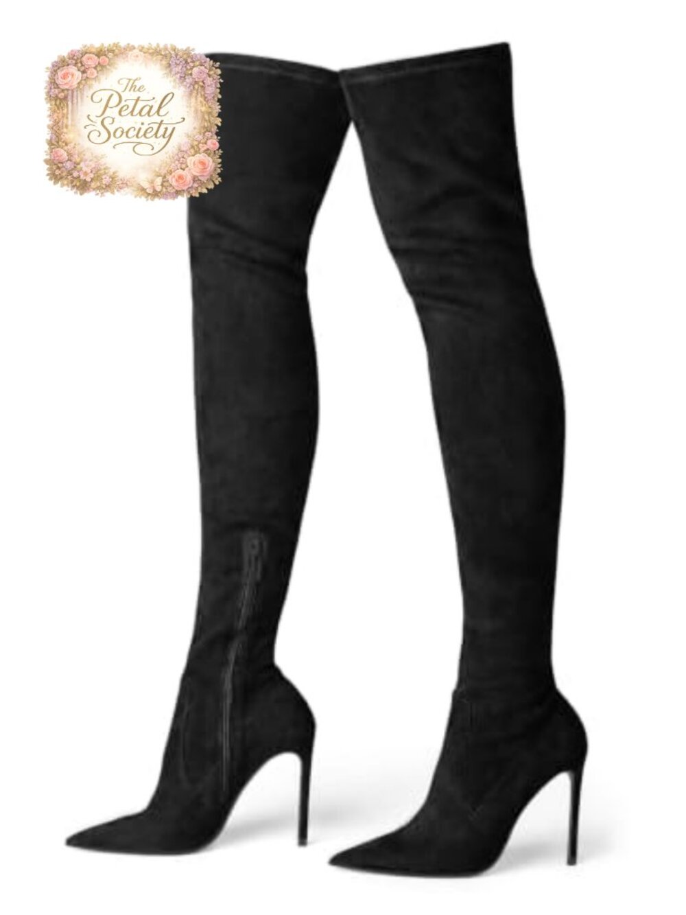 Faux Suede Thigh High Stiletto Heel Pointed Toe Over The Knee Boots